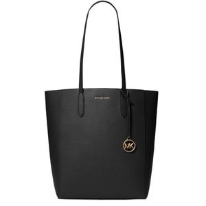 Michael Kors Black Leather Tote with Gold Charm